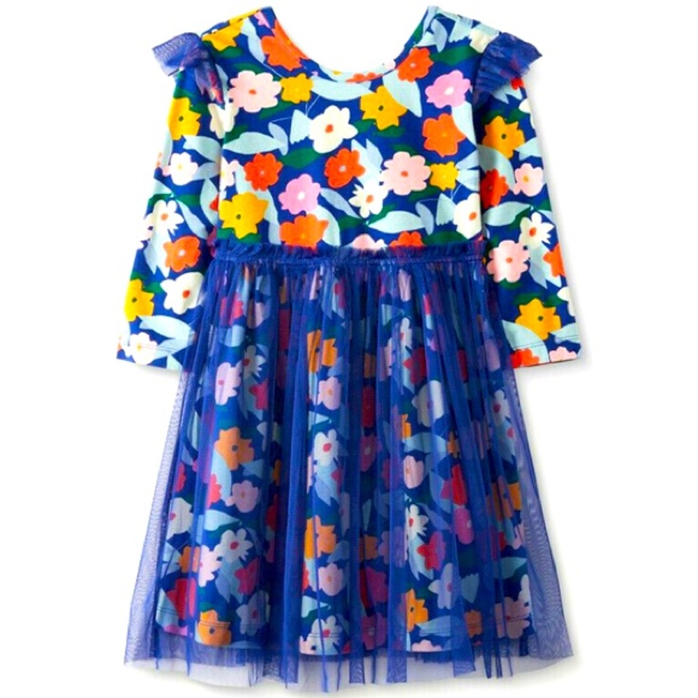 NWOT Hanna Andersson Print Tulle Ruffle Dress - US size 10